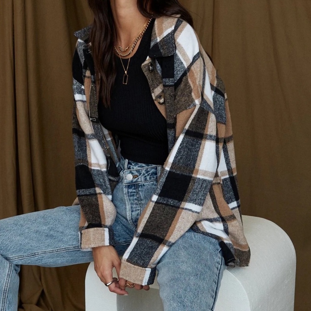 STONINGTON BROWN MULTI FLANNEL - NWOT